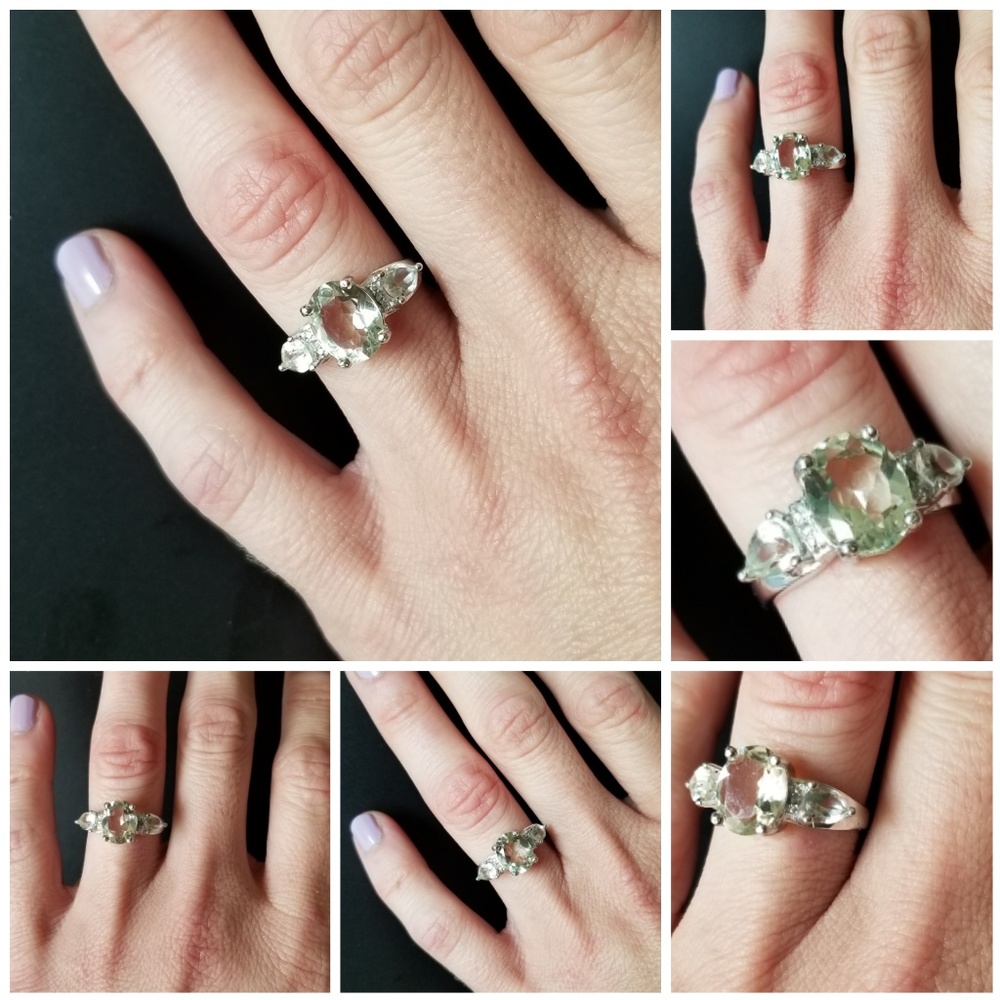 Genuine Amethyst & Diamond ring sz 7
